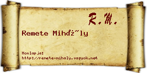 Remete Mihály névjegykártya